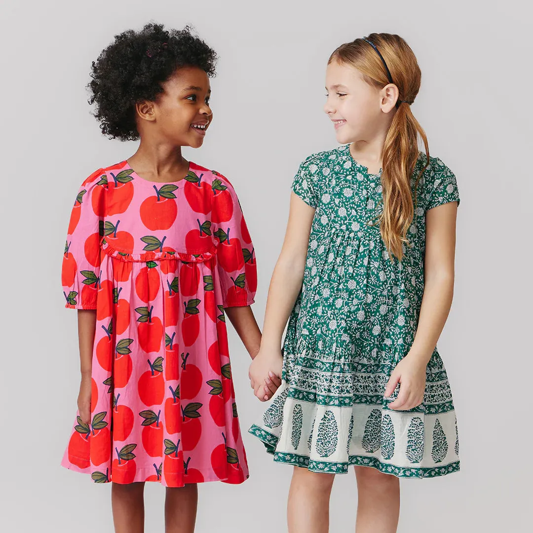 Girls Adele Dress - Green Garden Floral