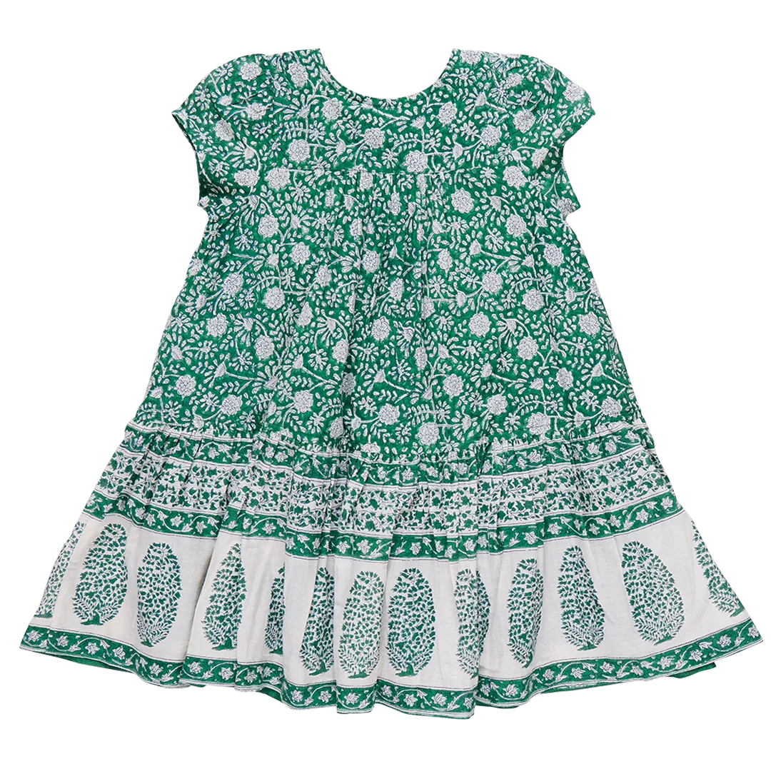 Girls Adele Dress - Green Garden Floral