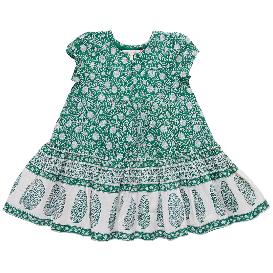 Girls Adele Dress - Green Garden Floral