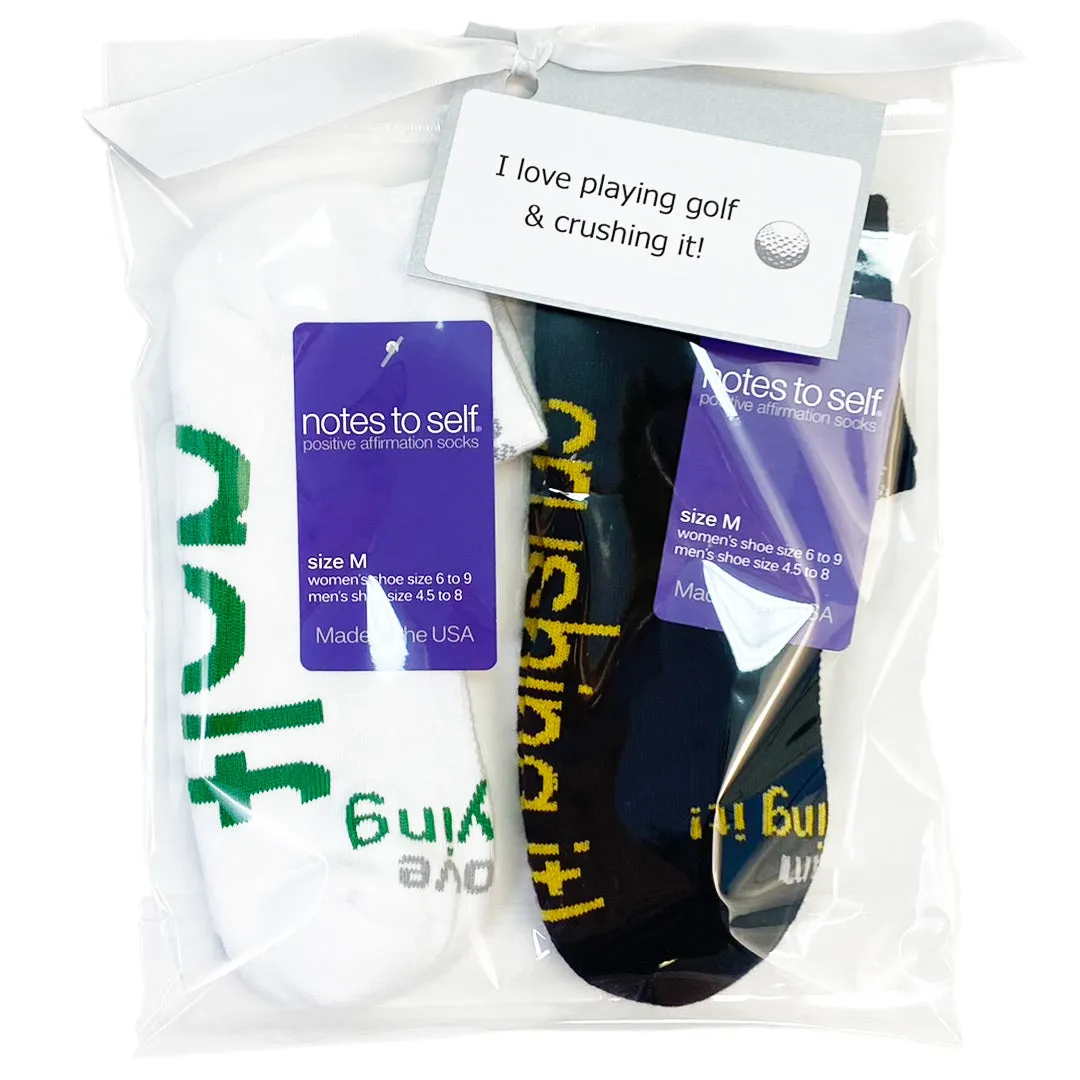 Golf and crushing it socks - 2 pair gift bag set