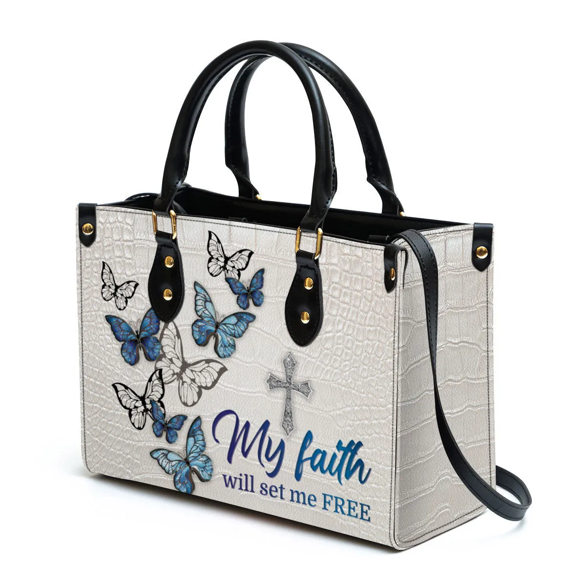 Gorgeous Butterfly Leather Bag - My Faith Will Set Me Free - Christian Pu Leather Bags For Women