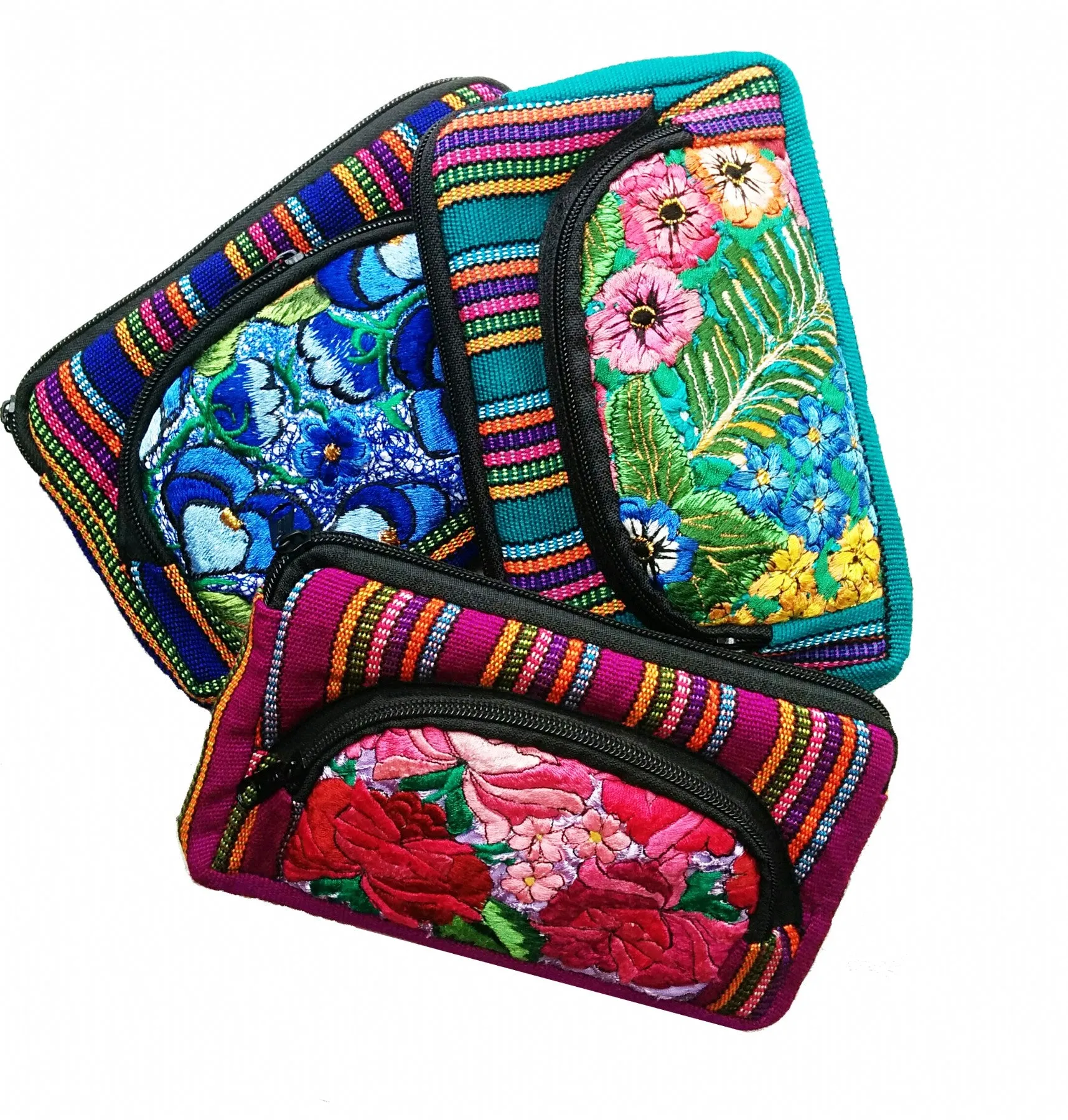 Guatemalan Floral Cosmetic Purse Double Medium