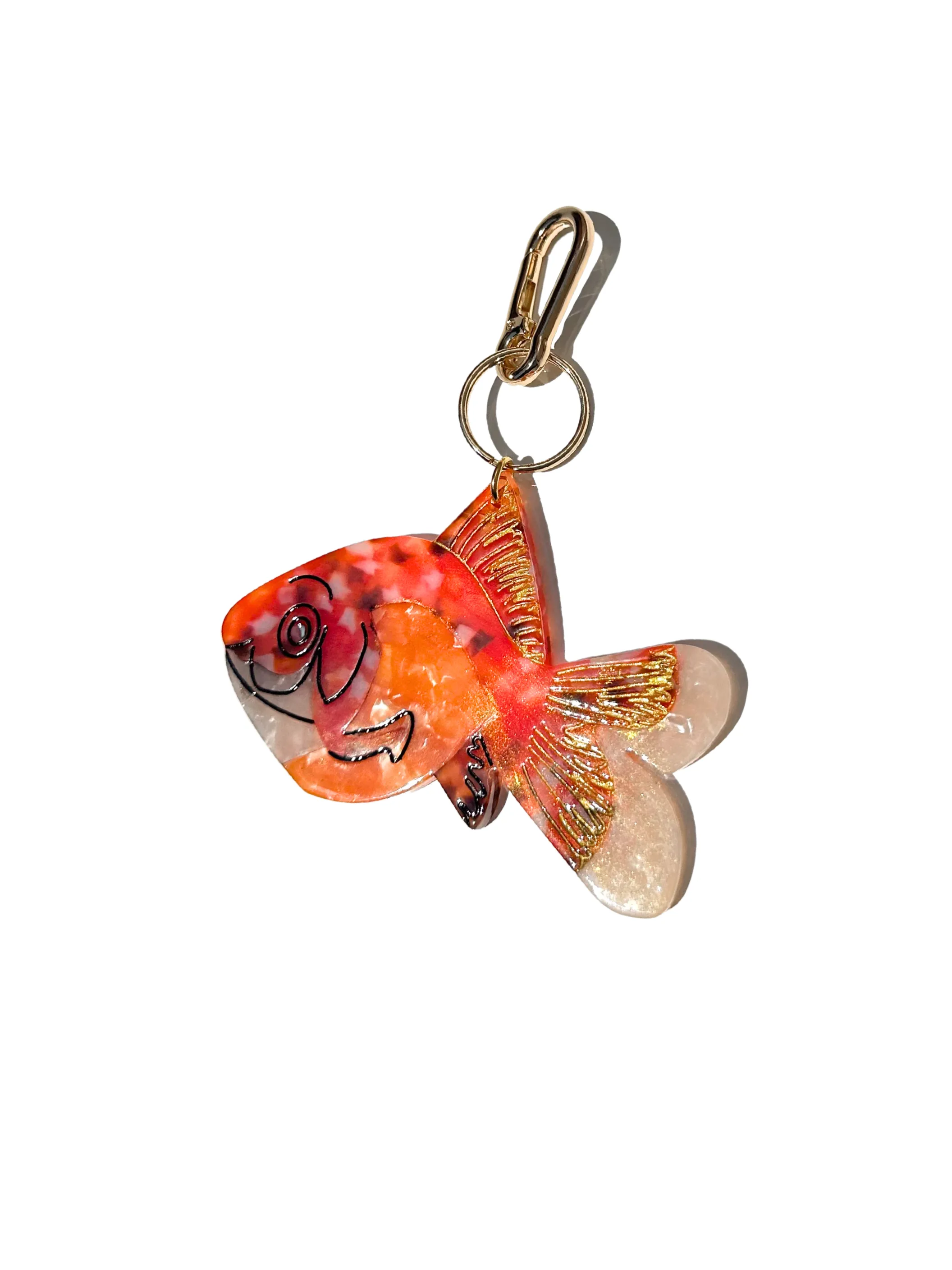 Hand-painted Goldfish Bag Charm   Keychain | Eco-Friendly