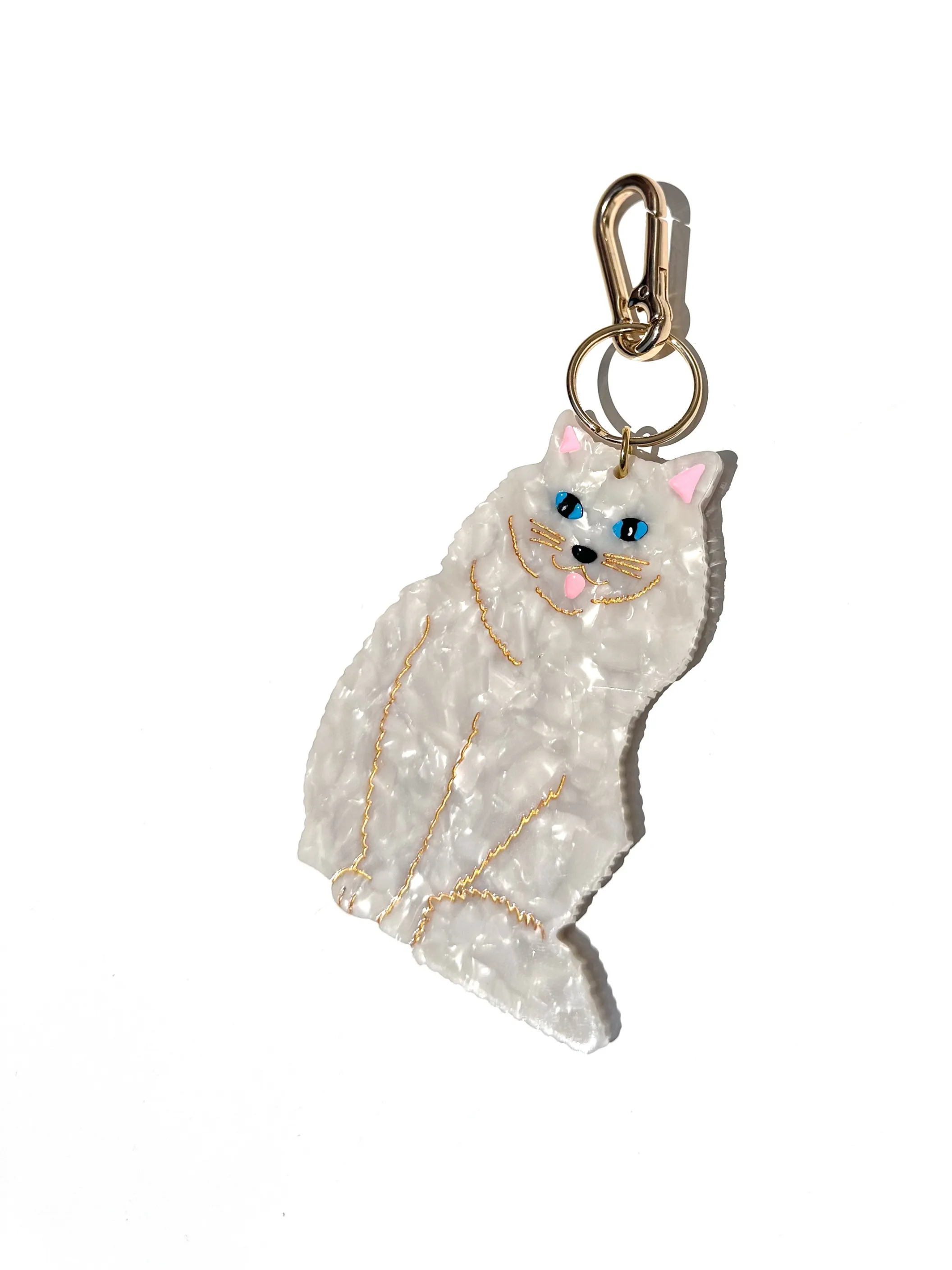 Hand-painted Persian Cat Bag Charm   Keychain | Eco-Friendly