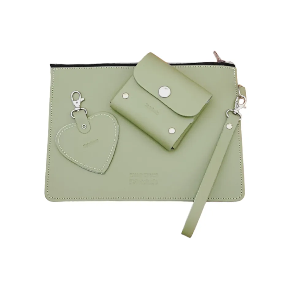 Handmade Leather Midi Collection Gift Set - Sage - Green