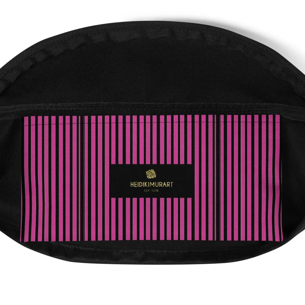 Hot Pink Fanny Pack, Tropical Leave Print Designer Fanny Pack Over The Shoulder Bag- Made in USA