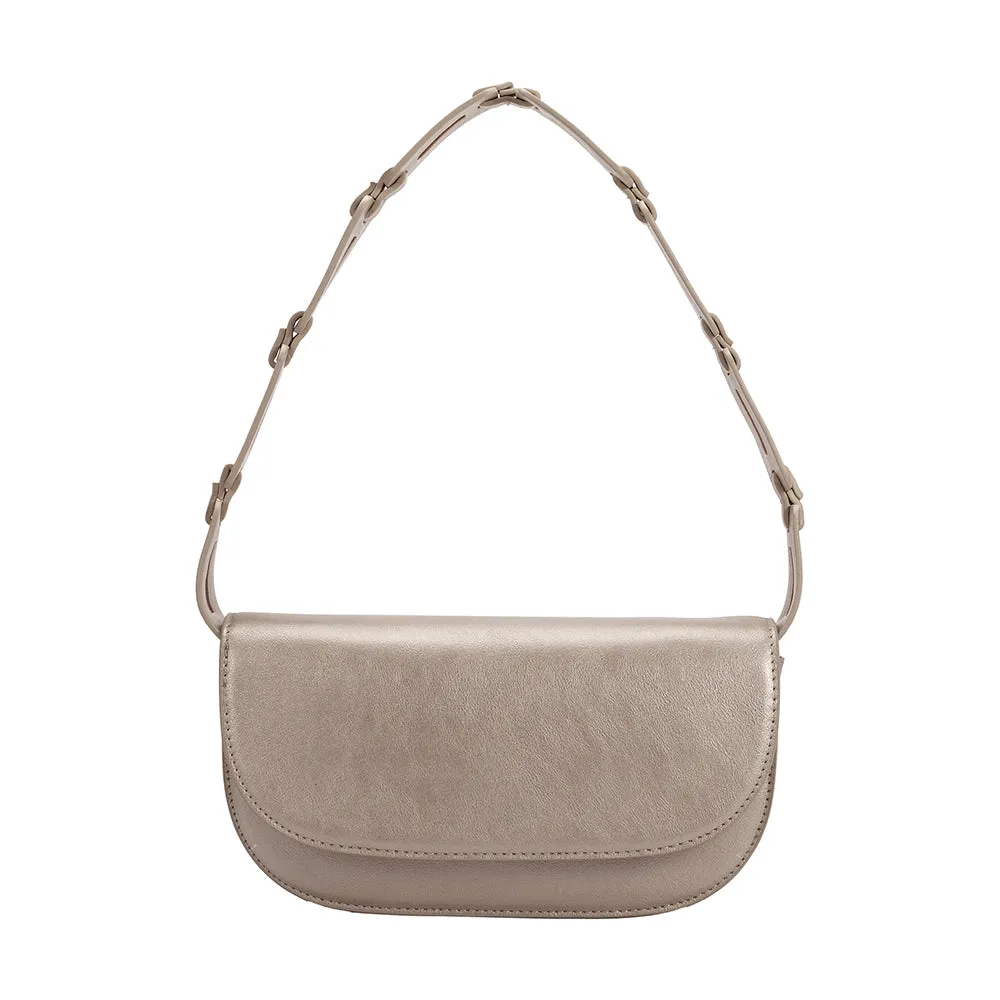 inez pewter recycled vegan shoulder bag