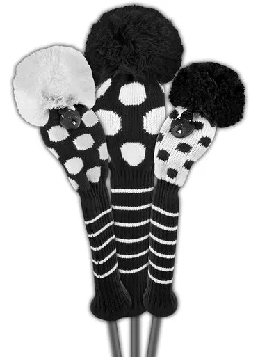 Just 4 Golf - Dot Headcover Set - Black and White