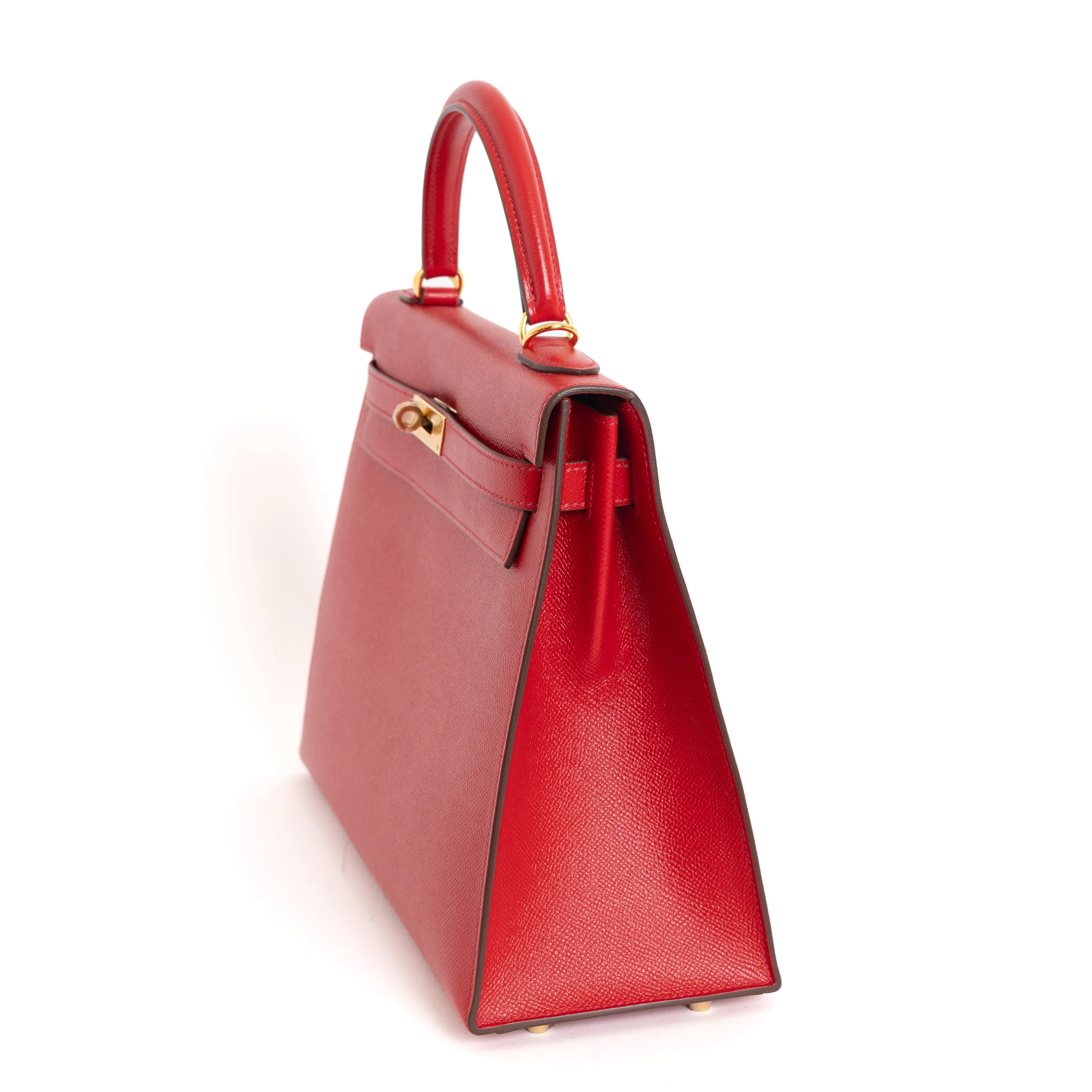 Kelly Sellier 32 Rouge Casaque Epsom Leather Gold Hardware