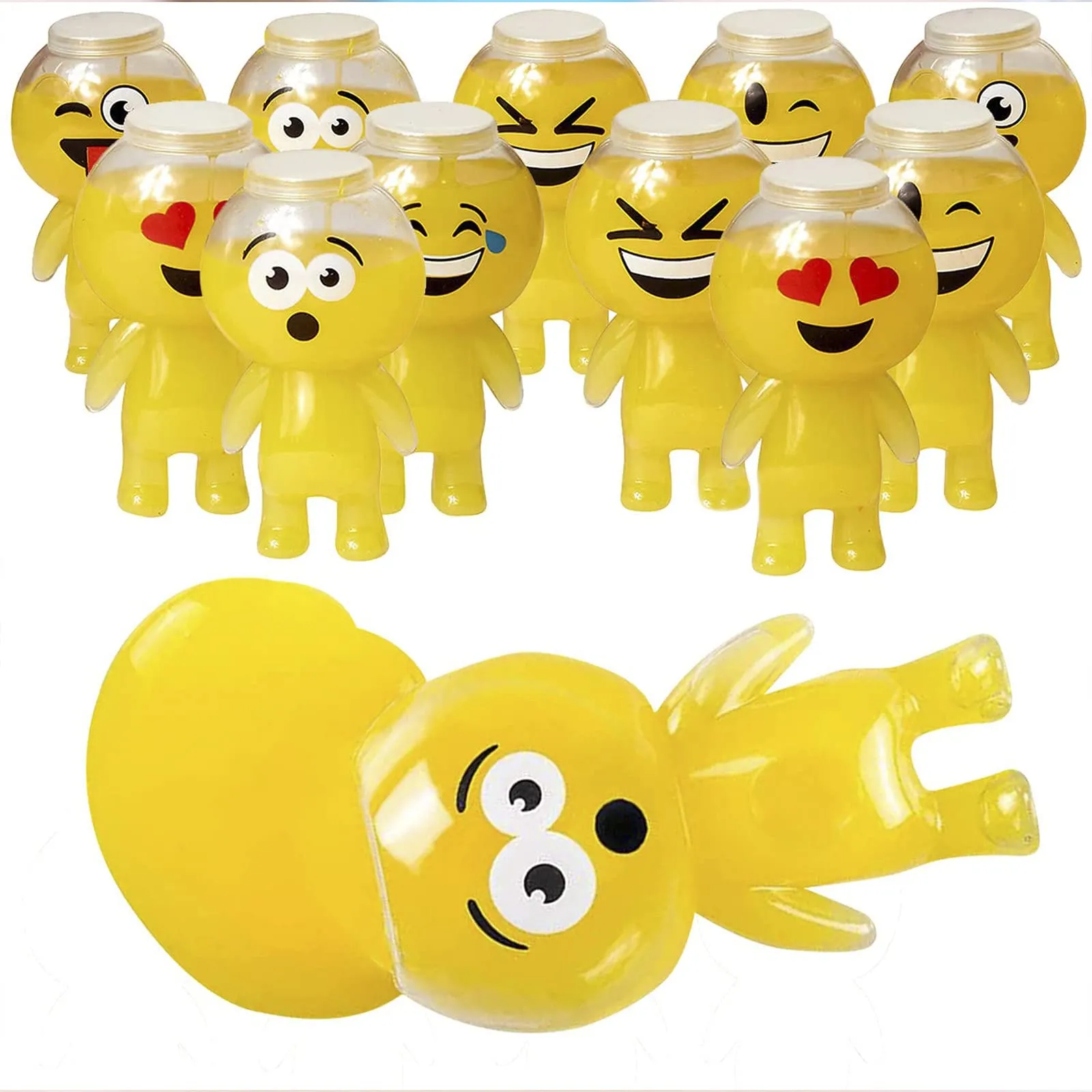 Kicko Emoticon Slime - 12 Pack - Yellow Sludgy Gooey Fidget Kit - for Sensory and Tactile