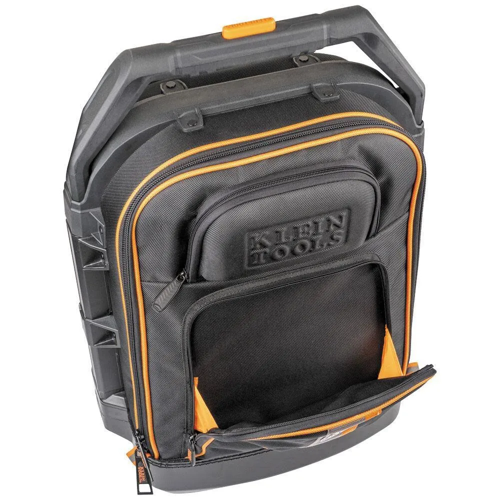 Klein Tools 55604 Rolling Tool Backpack, Tool Bag with 28 Pockets, Heavy Duty Retractable Handle, Large Tool Storage Interior, 3-Inch Wheels