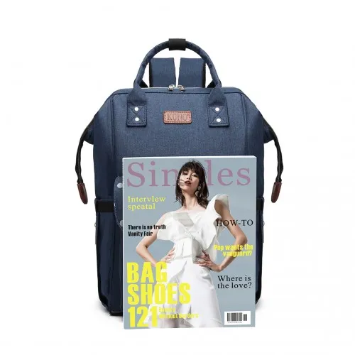 KONO Polka Dot Maternity Backpack Bag with USB Connectivity - Navy | Spacious, Durable & Stylish