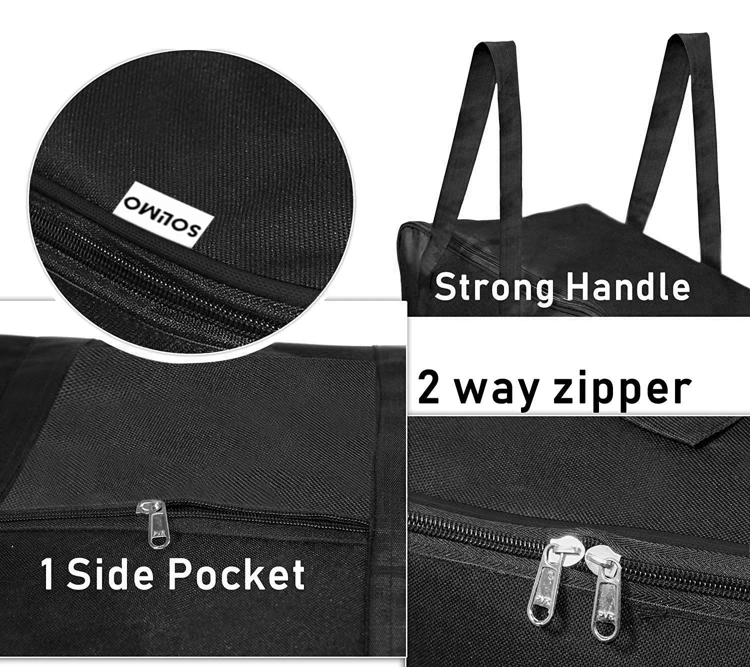 Kuber Industries Large Moisture Proof Wardrobe Organizer Storage Bag For Clothes With Zipper Closure and Handle- Pack of 2 (Black)-HS43KUBMART26683