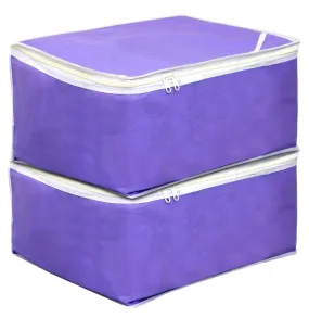 Kuber Industries Wardrobe Organizer for Clothes|Non Woven Drawer Organizer|Cloth Cover Bags for Storage|Pack of 2 (Purple)