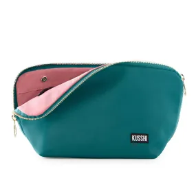 Kusshi Signature Makeup Bag Jade with Blush Interior