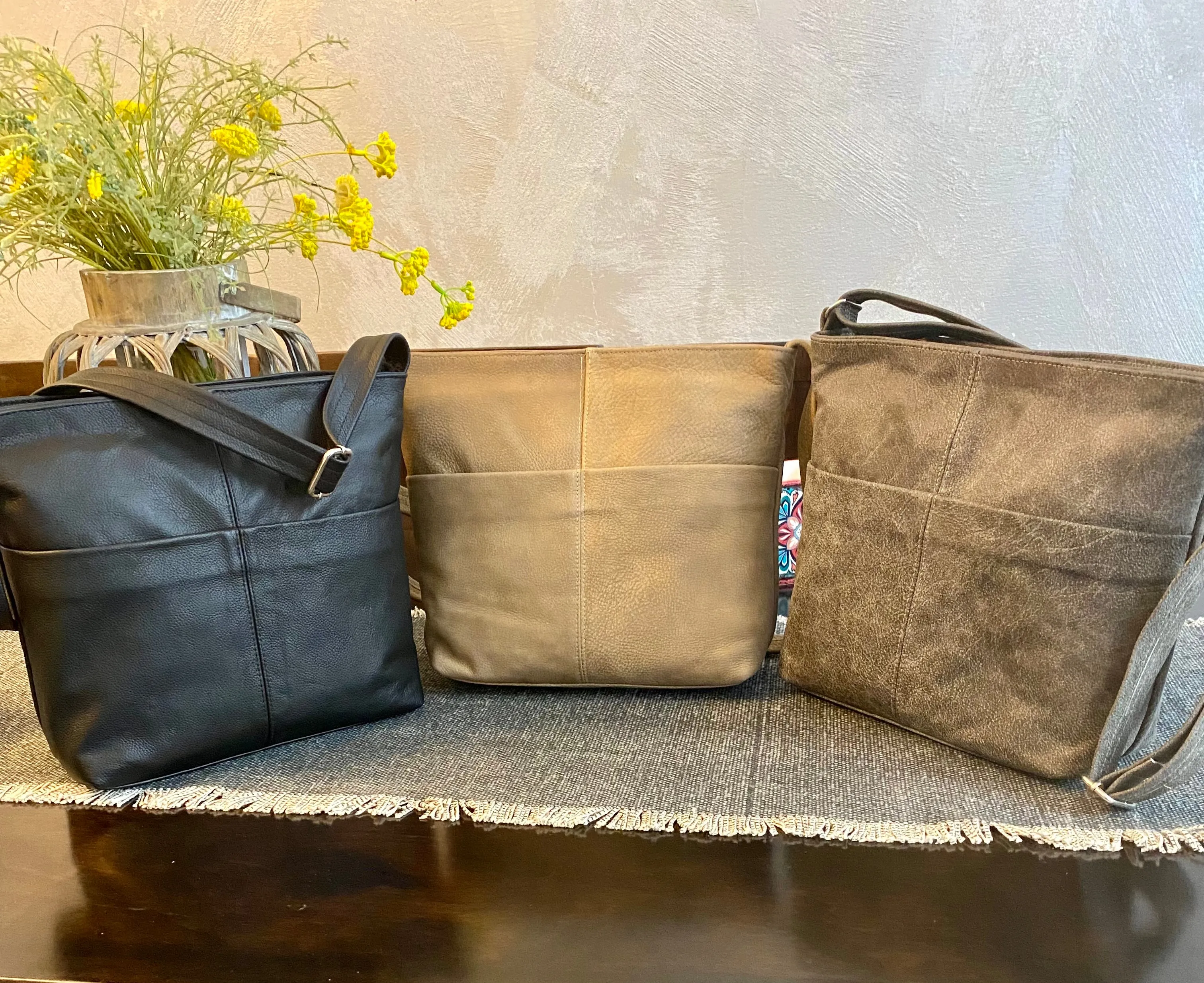 Leather messenger bag .  Black Tote bag. Work bag