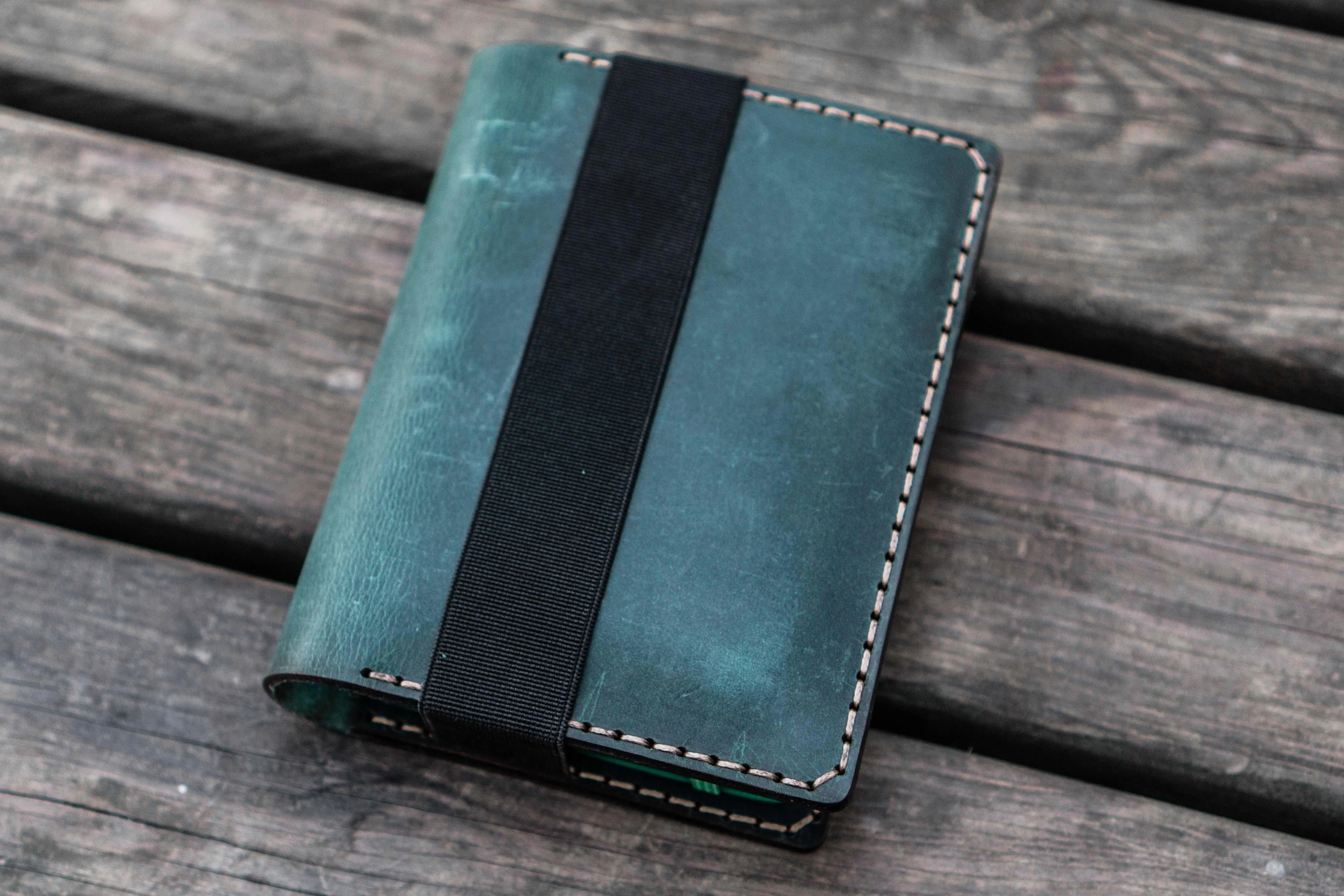 Leather Pocket Moleskine Journal Cover - Crazy Horse Forest Green