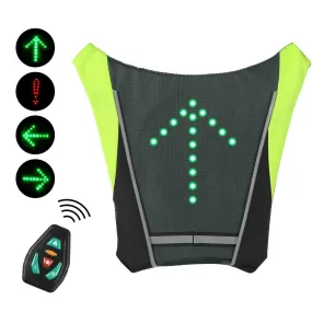 LED Turn Signal Bike Pack LED Backpack Widget with Direction Indicator USB Rechargeable Safety Light Bag Waterproof Bicycle Backpack Outdoor Running Bag Bicycle Bag Sports Vest Ultralight Riding Bag