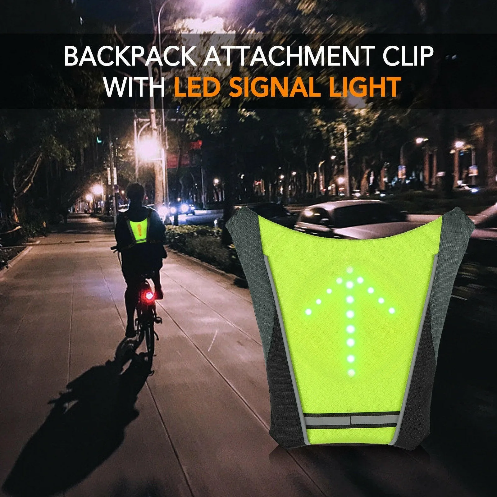 LED Turn Signal Bike Pack LED Backpack Widget with Direction Indicator USB Rechargeable Safety Light Bag Waterproof Bicycle Backpack Outdoor Running Bag Bicycle Bag Sports Vest Ultralight Riding Bag