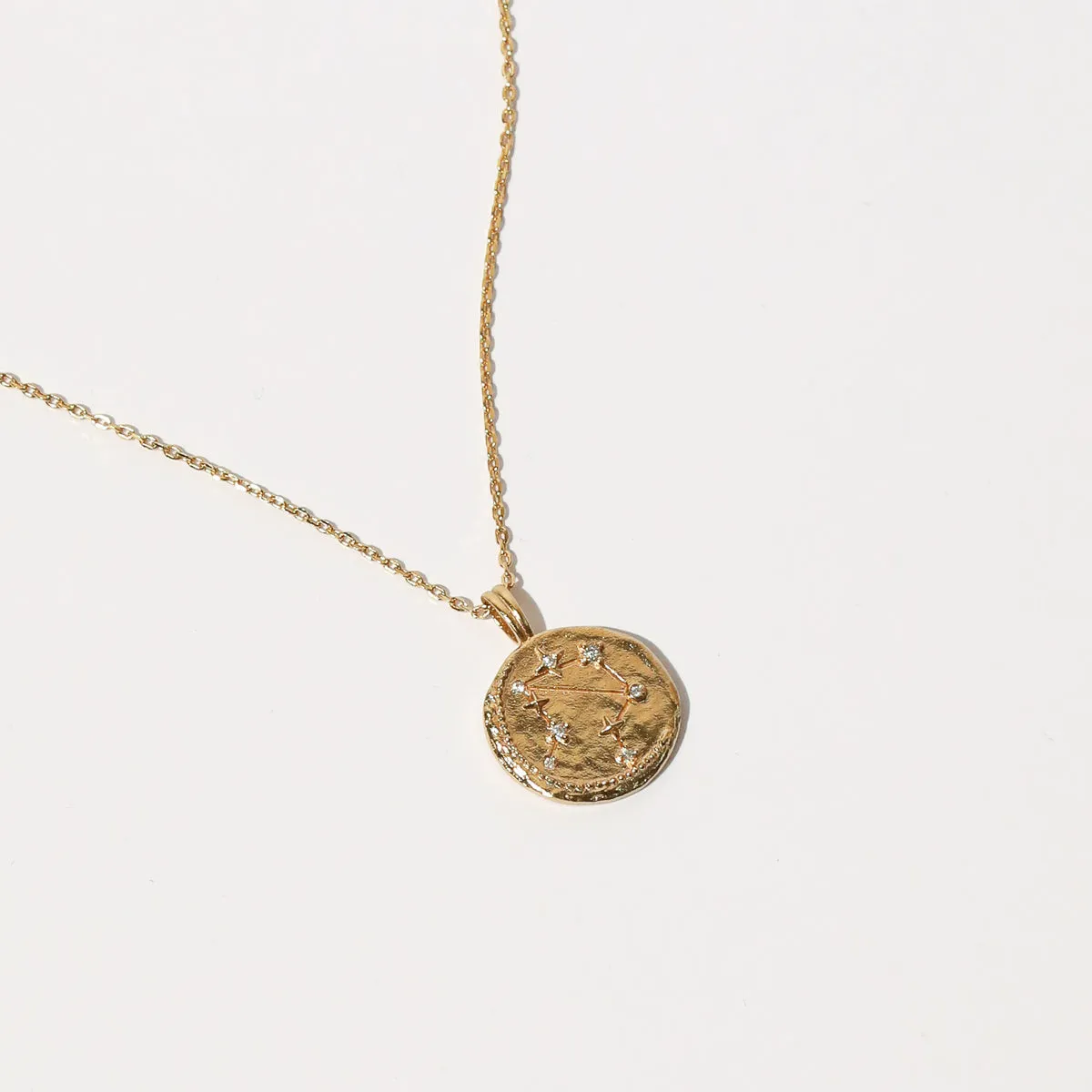 Libra Zodiac Pendant Necklace in Gold