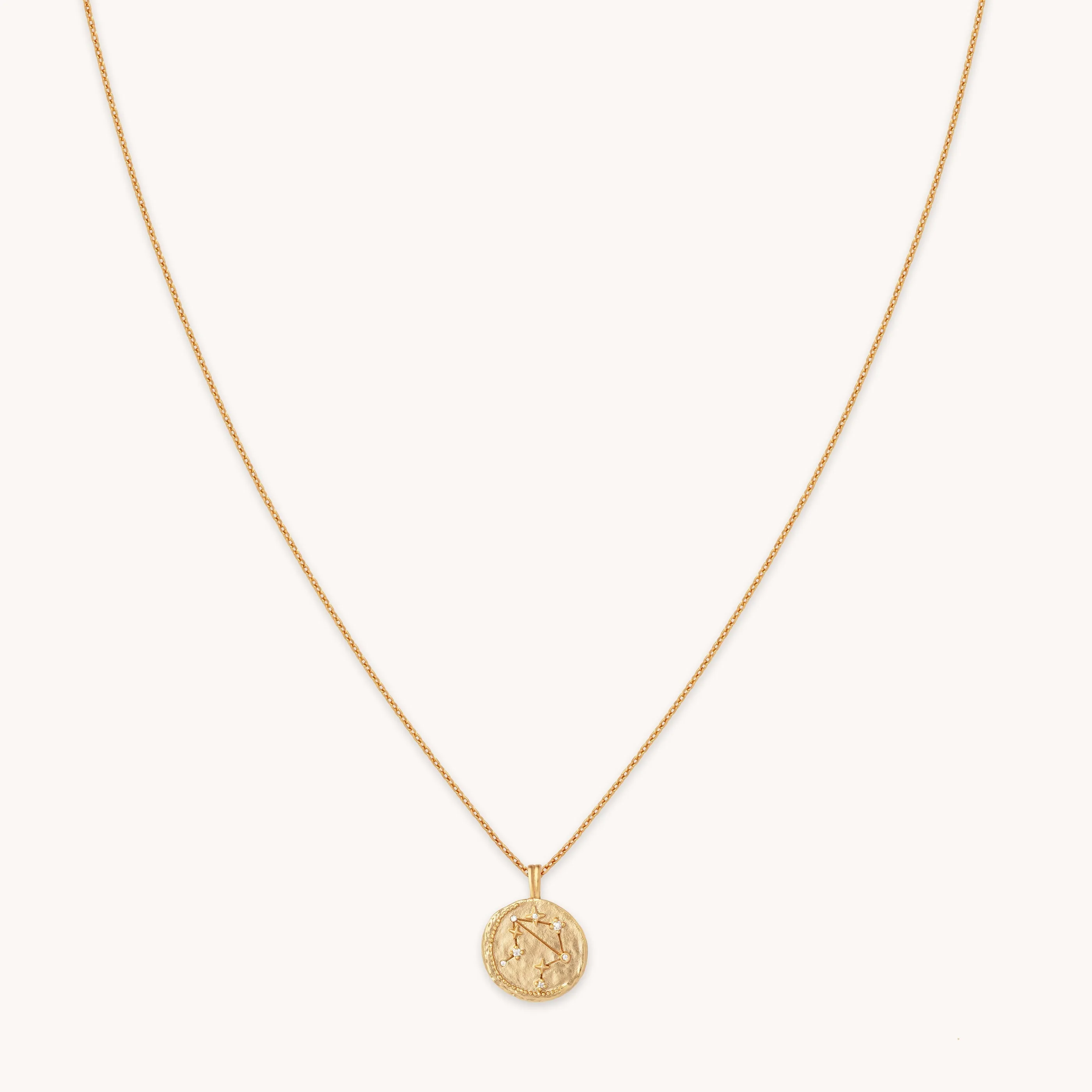 Libra Zodiac Pendant Necklace in Gold