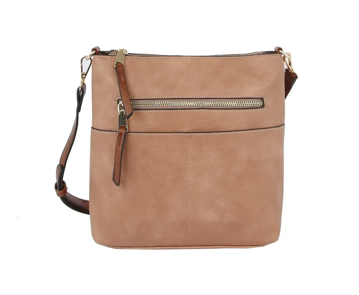 LQF038Z Elina Zipper Front Crossbody Bag