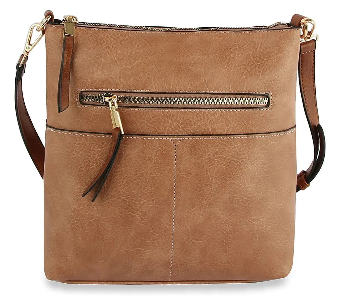 LQF038Z Elina Zipper Front Crossbody Bag