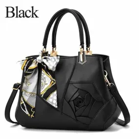 Luxury Scarves PU Leather Flowers Tote Handbags