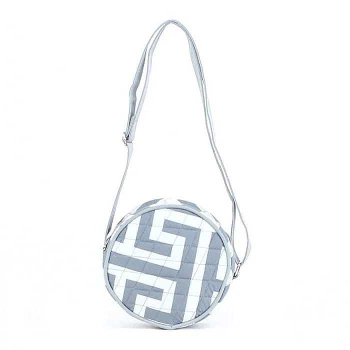 MA001 Quilted Circle Maze Print Crossbody Bag