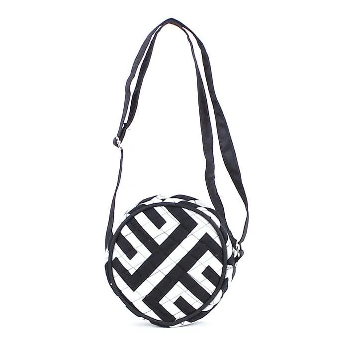 MA001 Quilted Circle Maze Print Crossbody Bag