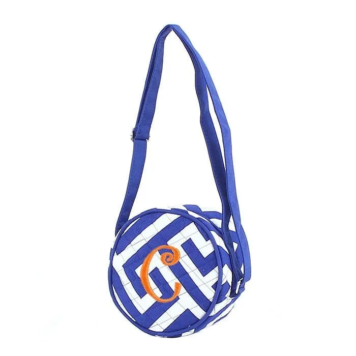 MA001 Quilted Circle Maze Print Crossbody Bag