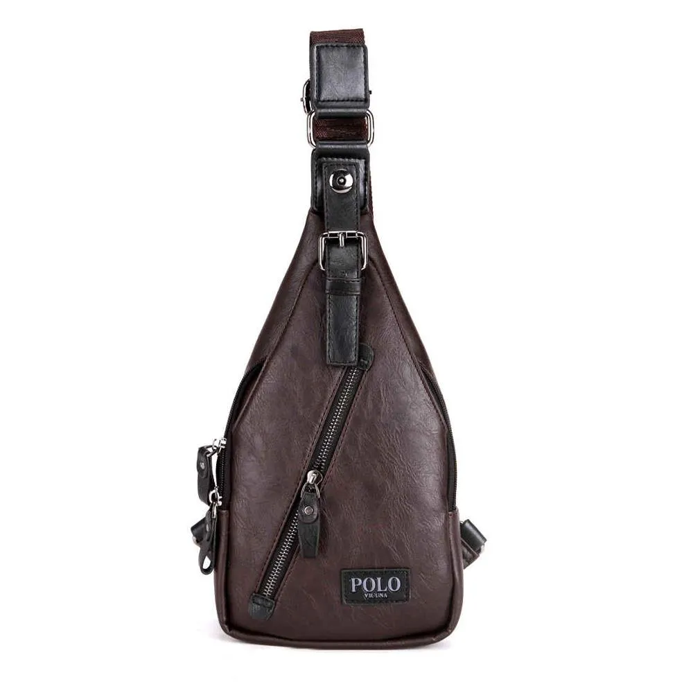 Magnetic Button Lock Leather Shoulder Bag