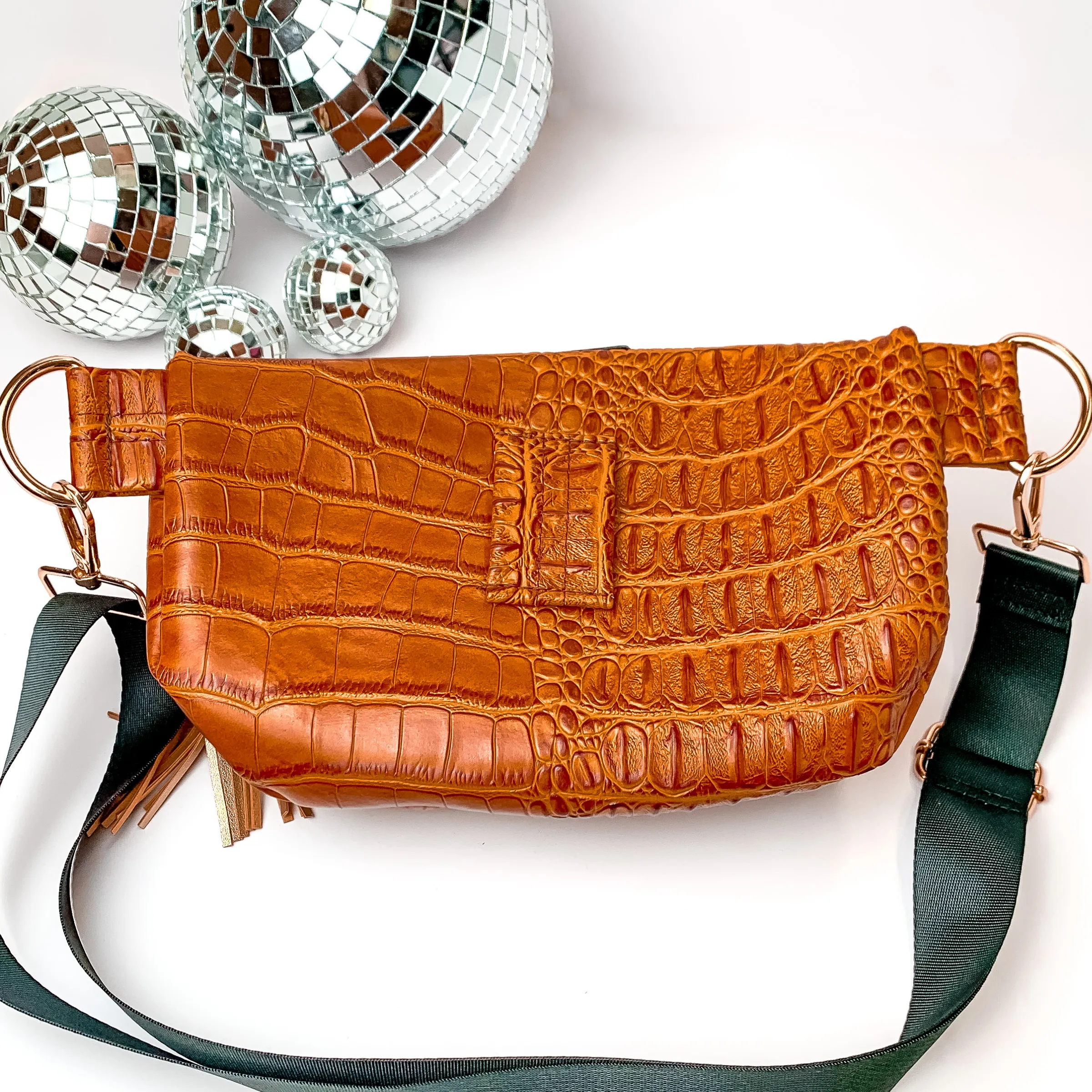 Makeup Junkie | El Dorado Sidekick with Adjustable Strap in Tan Croc Print