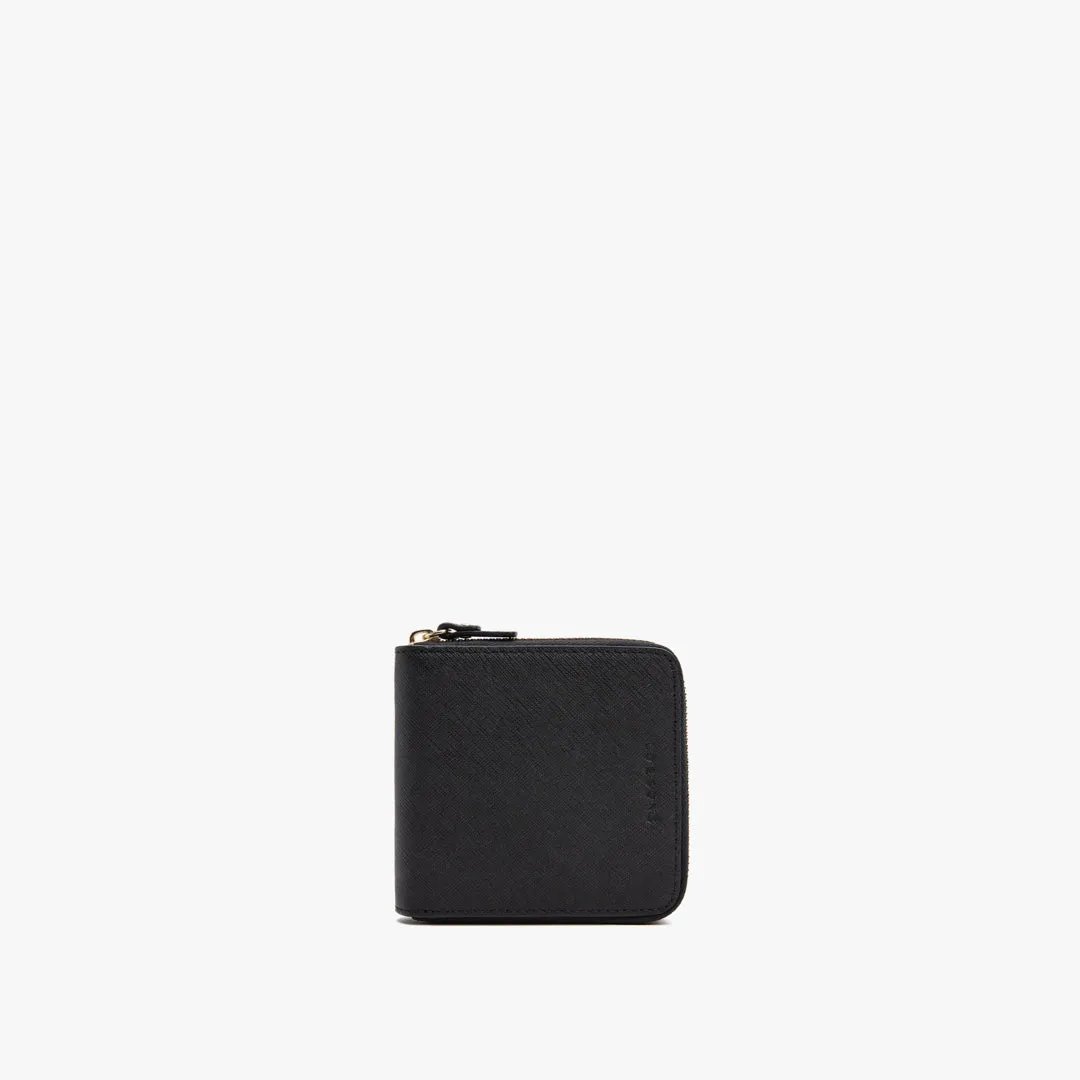 Mallorca Small Wallet - Saffiano Leather - Black / Gold / Grey