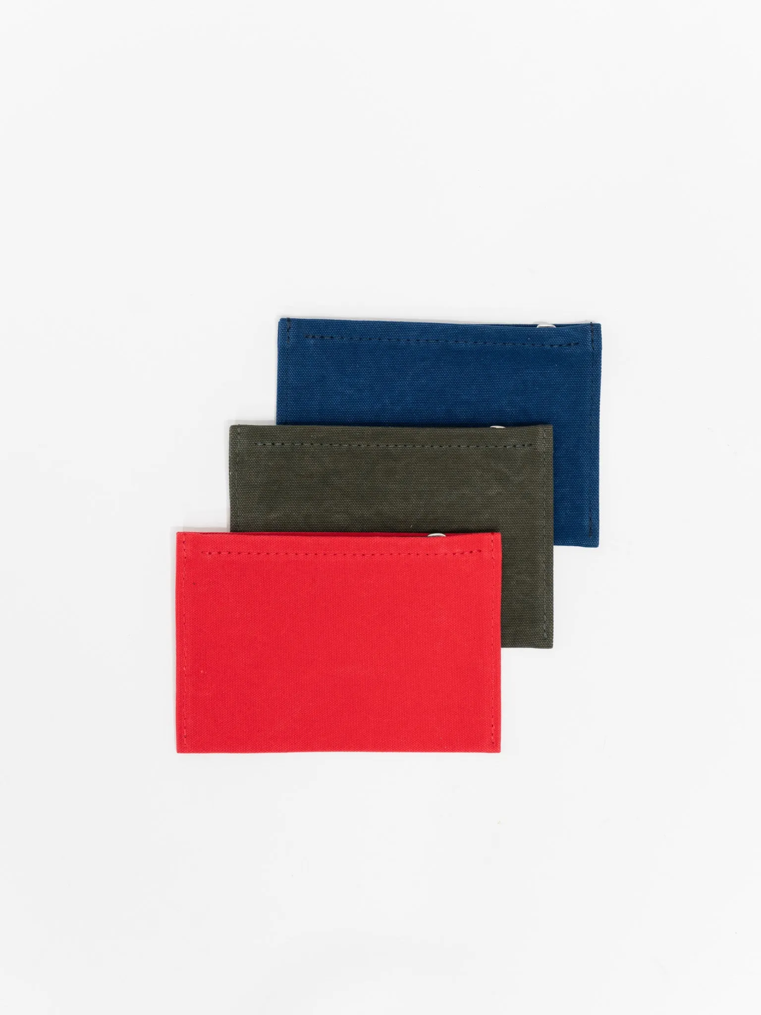 Medium Washed Canvas Pouch - Blue, Olive, Red