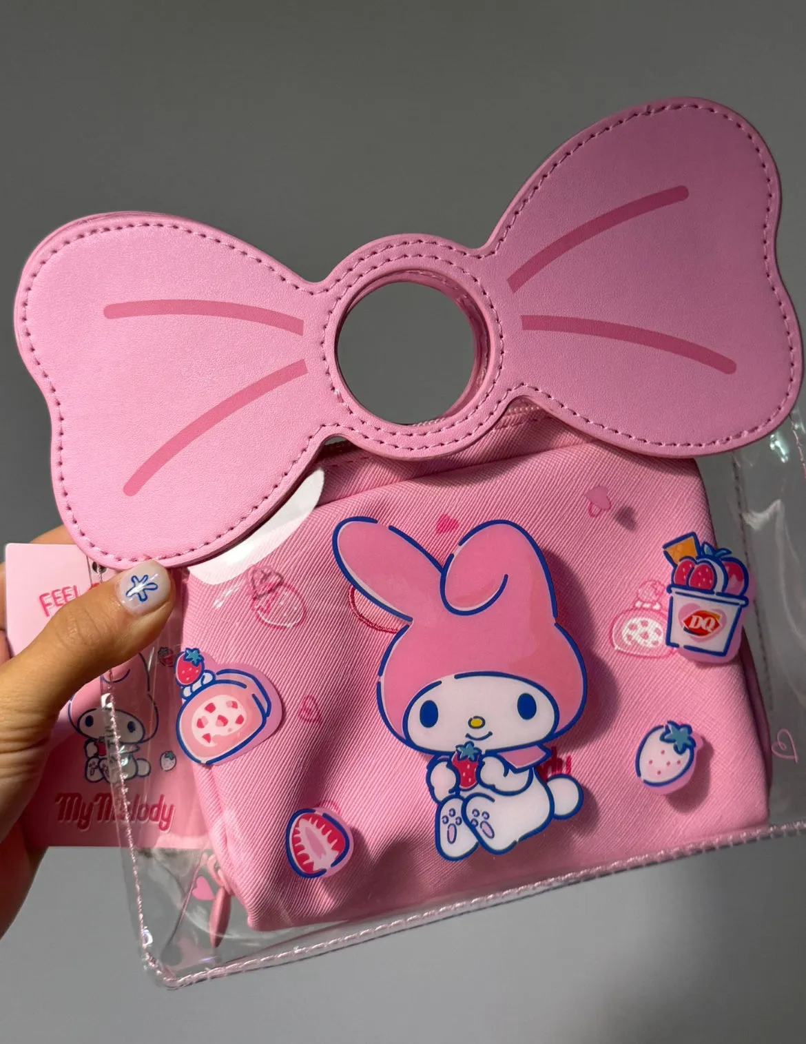 Melo Bow Pink Transparent Crossbody Bag