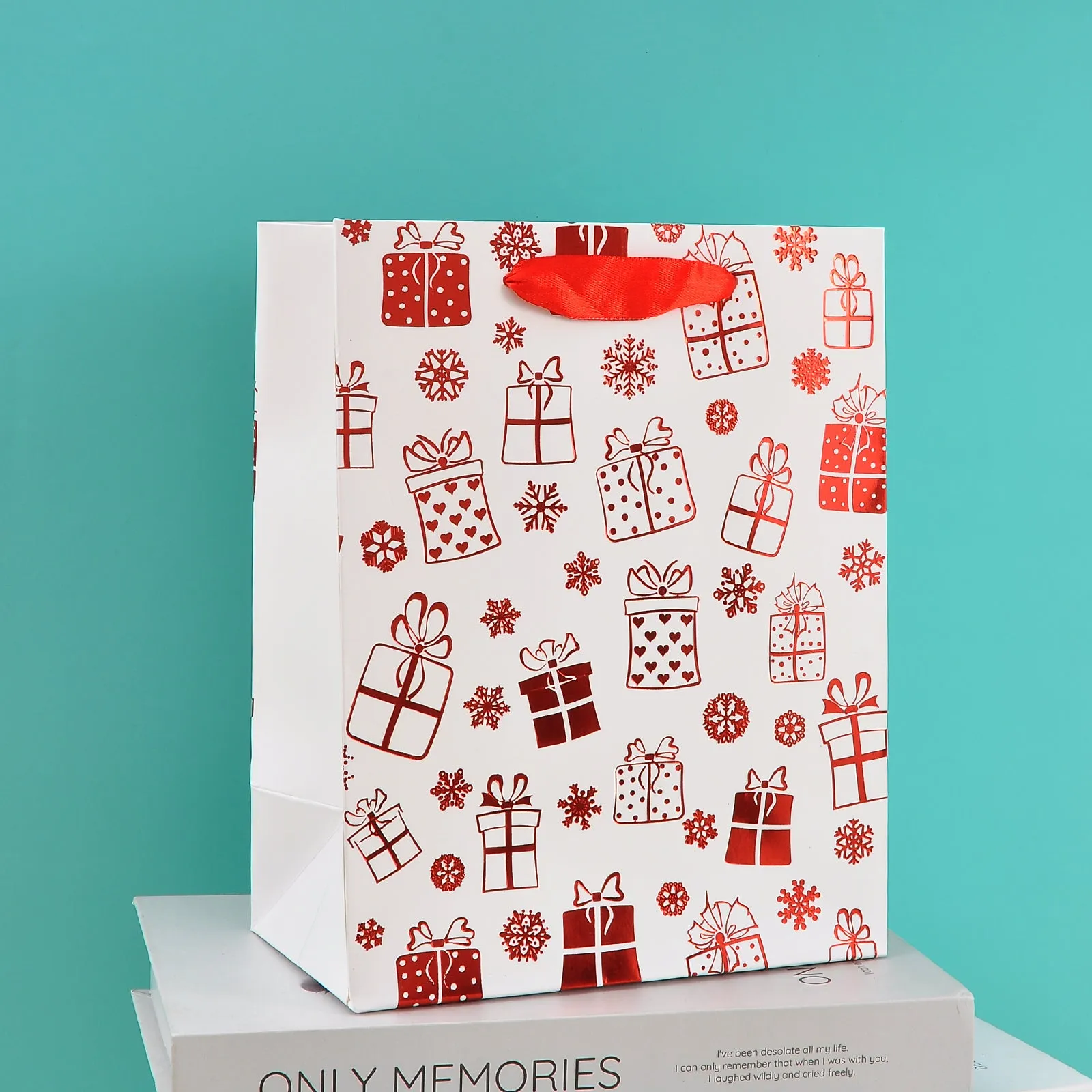 Merry Christmas With Reindeer And Stars Stylish Paper-Bag For Gifting.