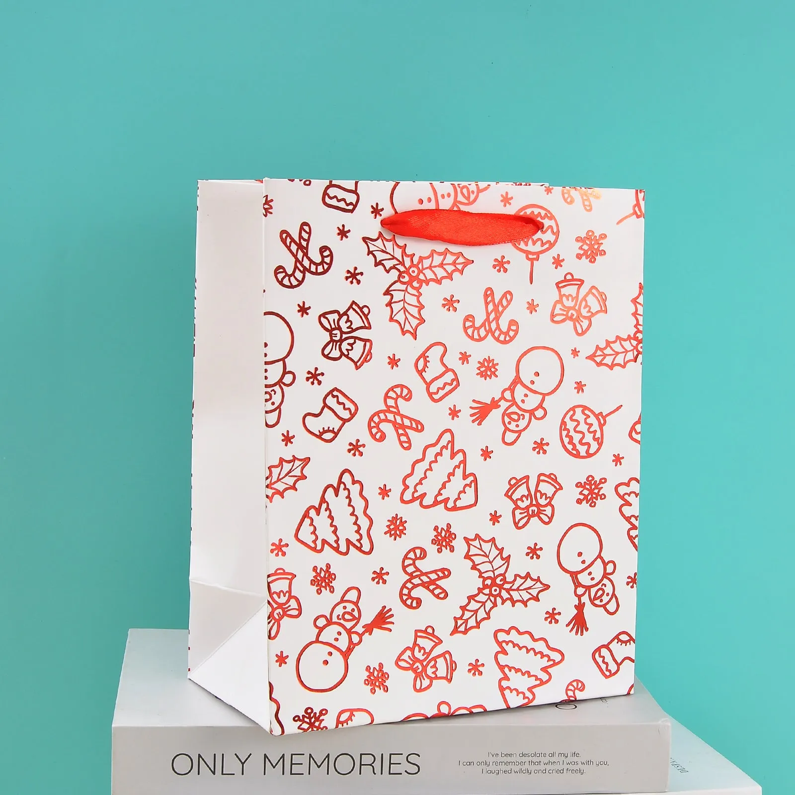 Merry Christmas With Reindeer And Stars Stylish Paper-Bag For Gifting.