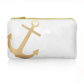 Mini Zipper Pack - “Anchors Aweigh” Shimmer White with Gold Anchor