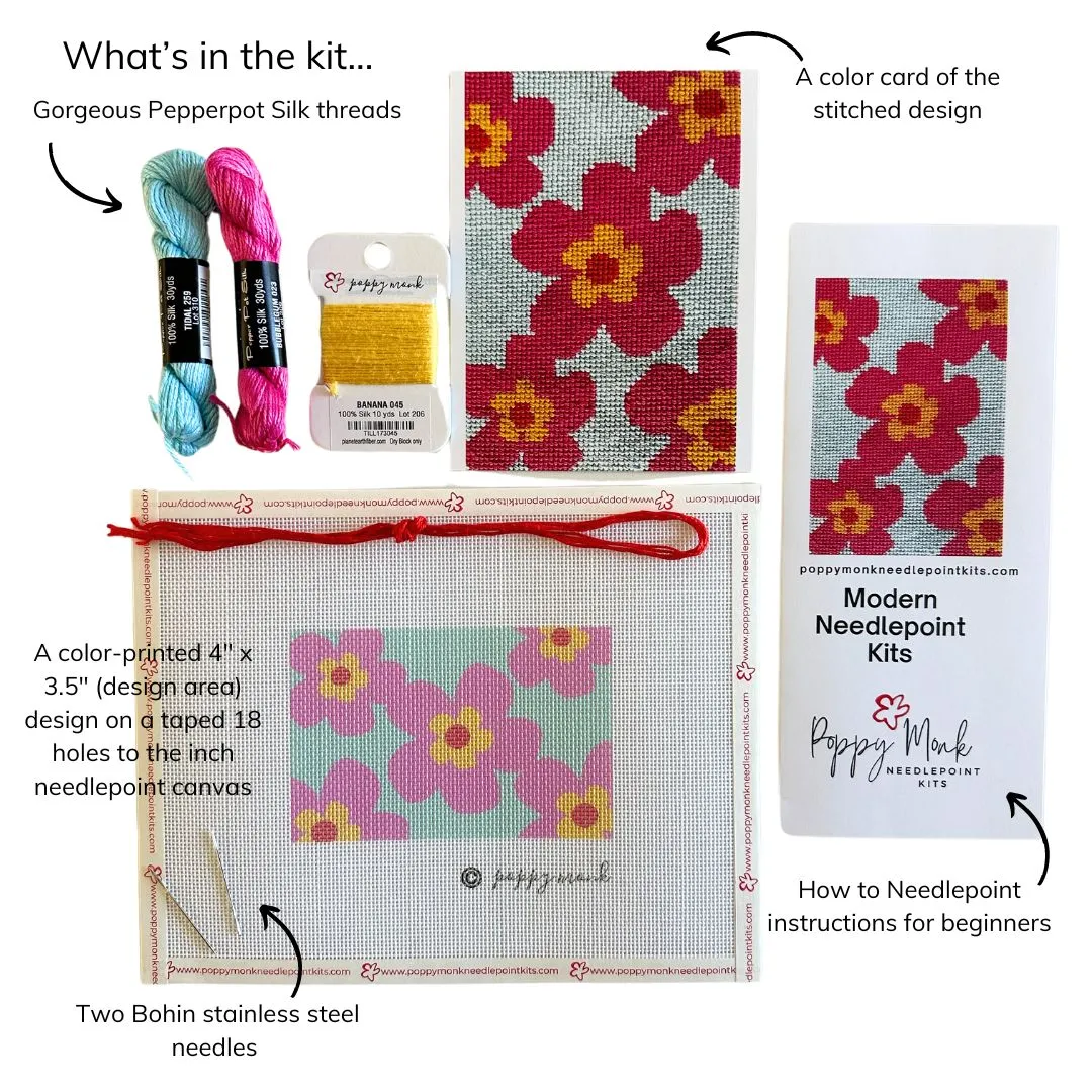 Mod Flowers Beginner Needlepoint Kit