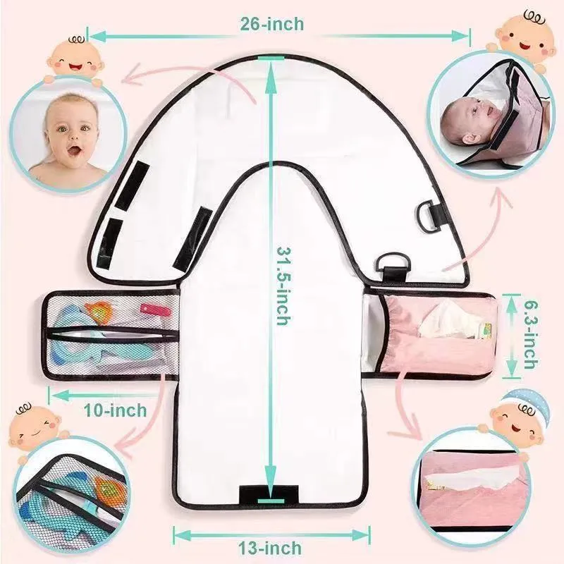 Multi-Purpose Waterproof Baby Change Pilch Stroller Hanging with Wet Tissue Portable Baby Diaper Pad