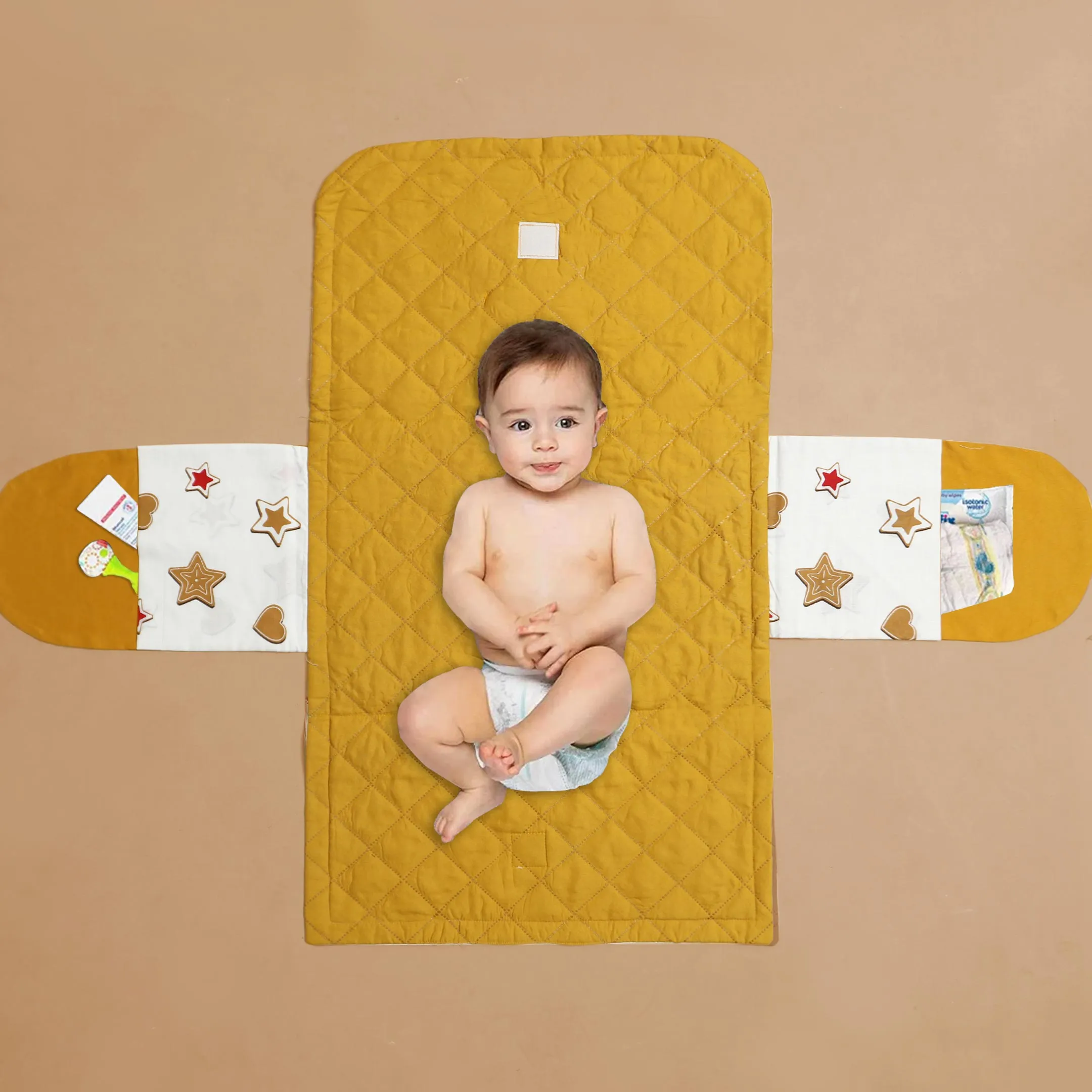 Mustard Stars Baby Diaper Changing Sheet