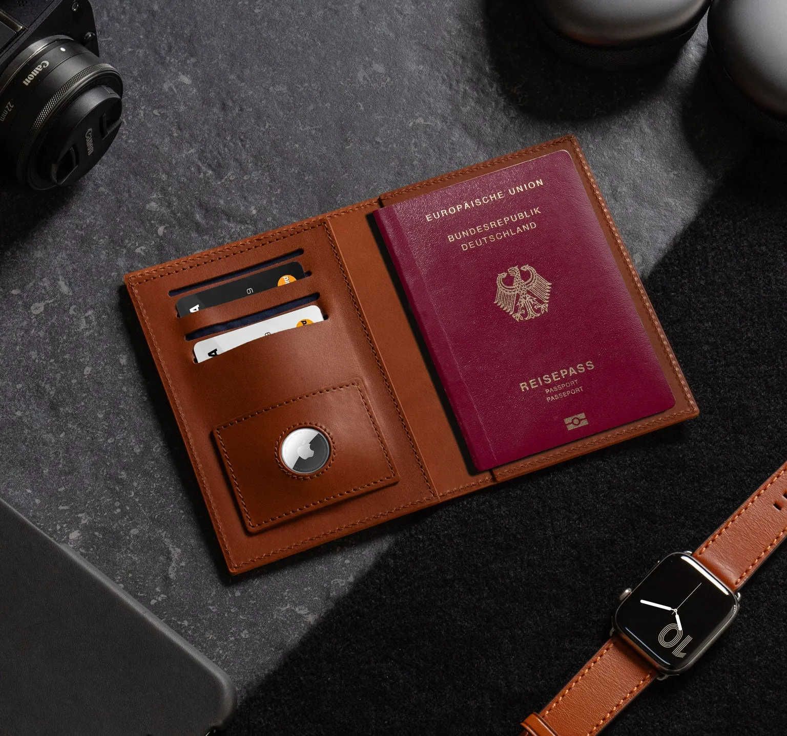 Nappa | Light Brown Tone-on-Tone | Passport Cover