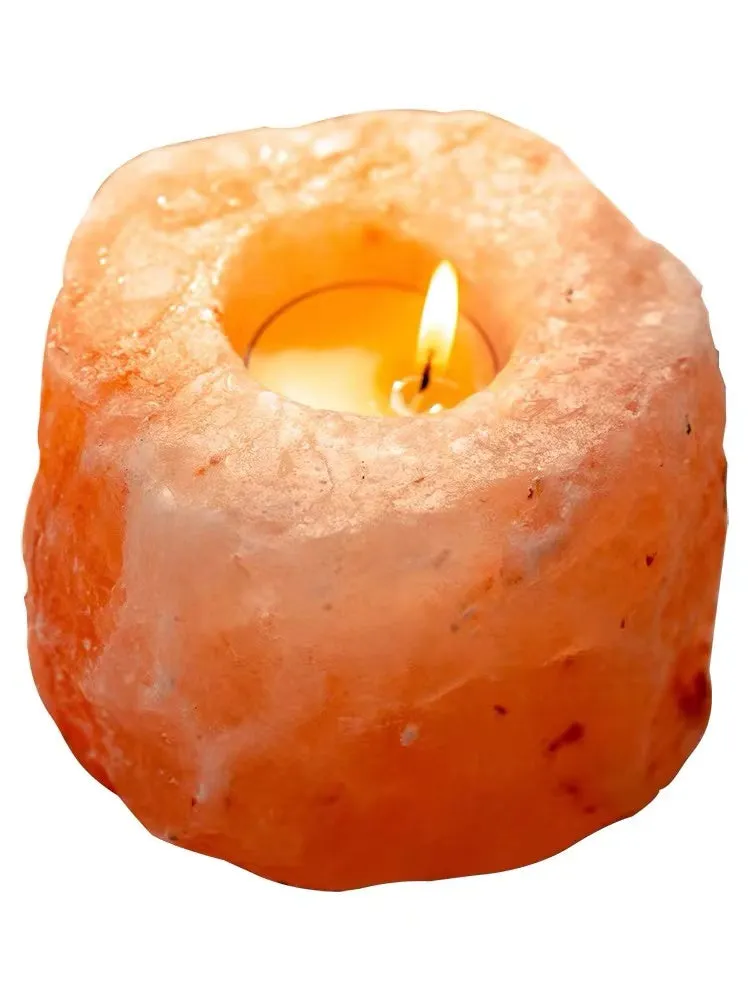 Natural Rose Mineral Salt Candle Holder Salt Lamp for Table Decorations