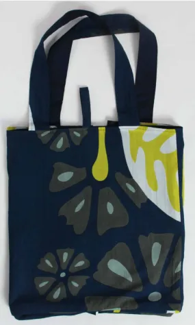 Navy And Yellow Floral Organic Cotton Tote