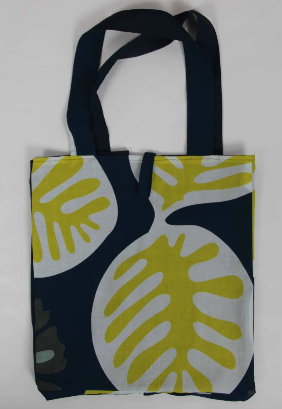 Navy And Yellow Floral Organic Cotton Tote