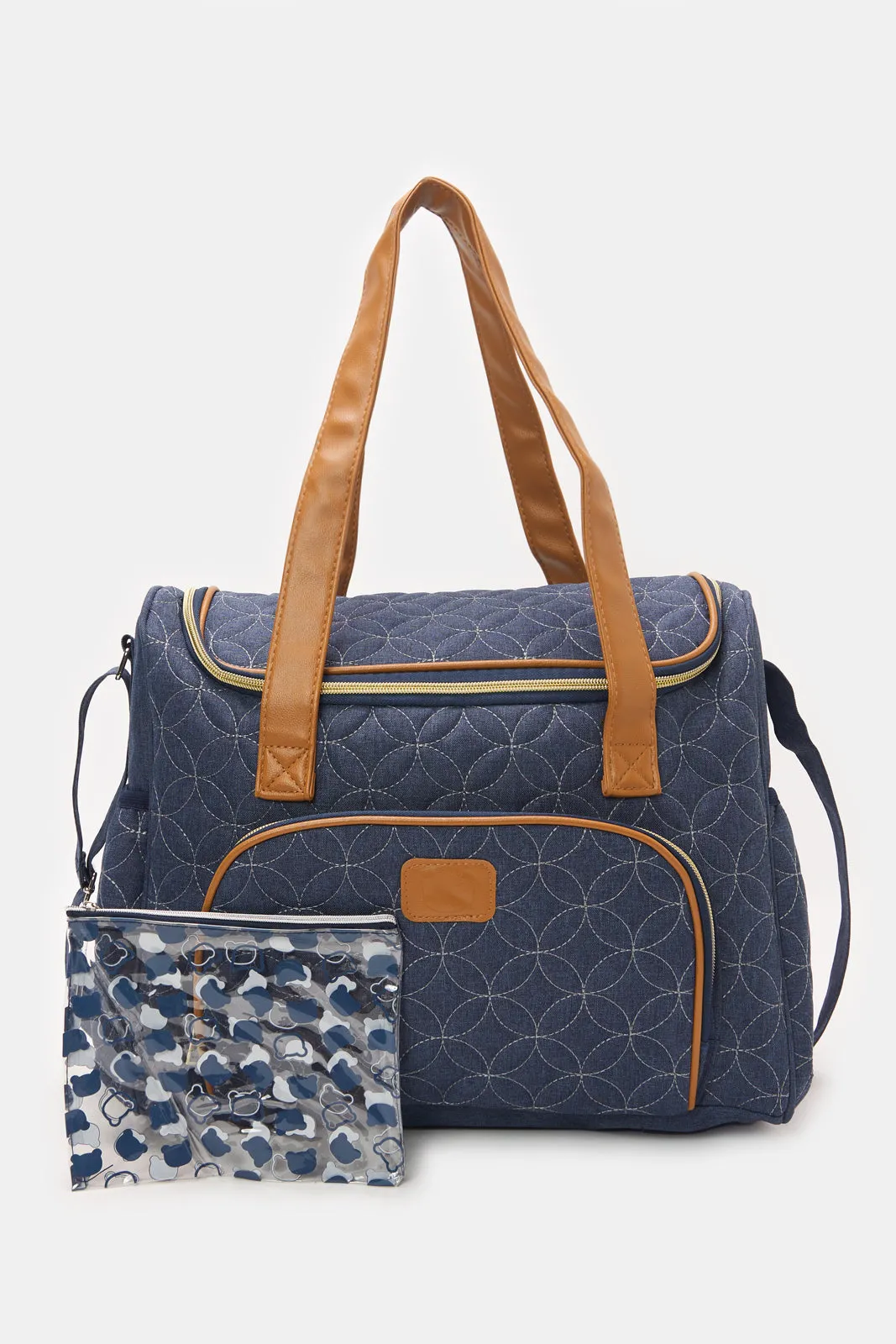 Navy Printed Diaper Bag