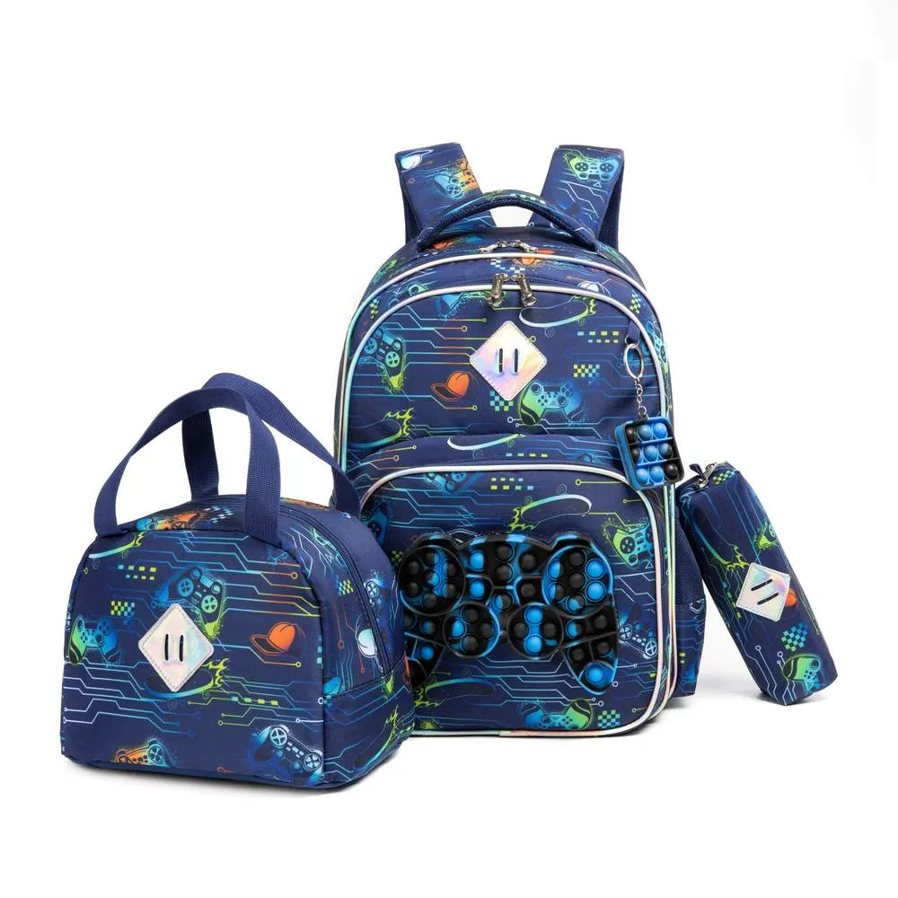 (NET) Meetbelify Elementary Backpack With Lunch Box & Pencil Bag  Set Of 3 Pcs