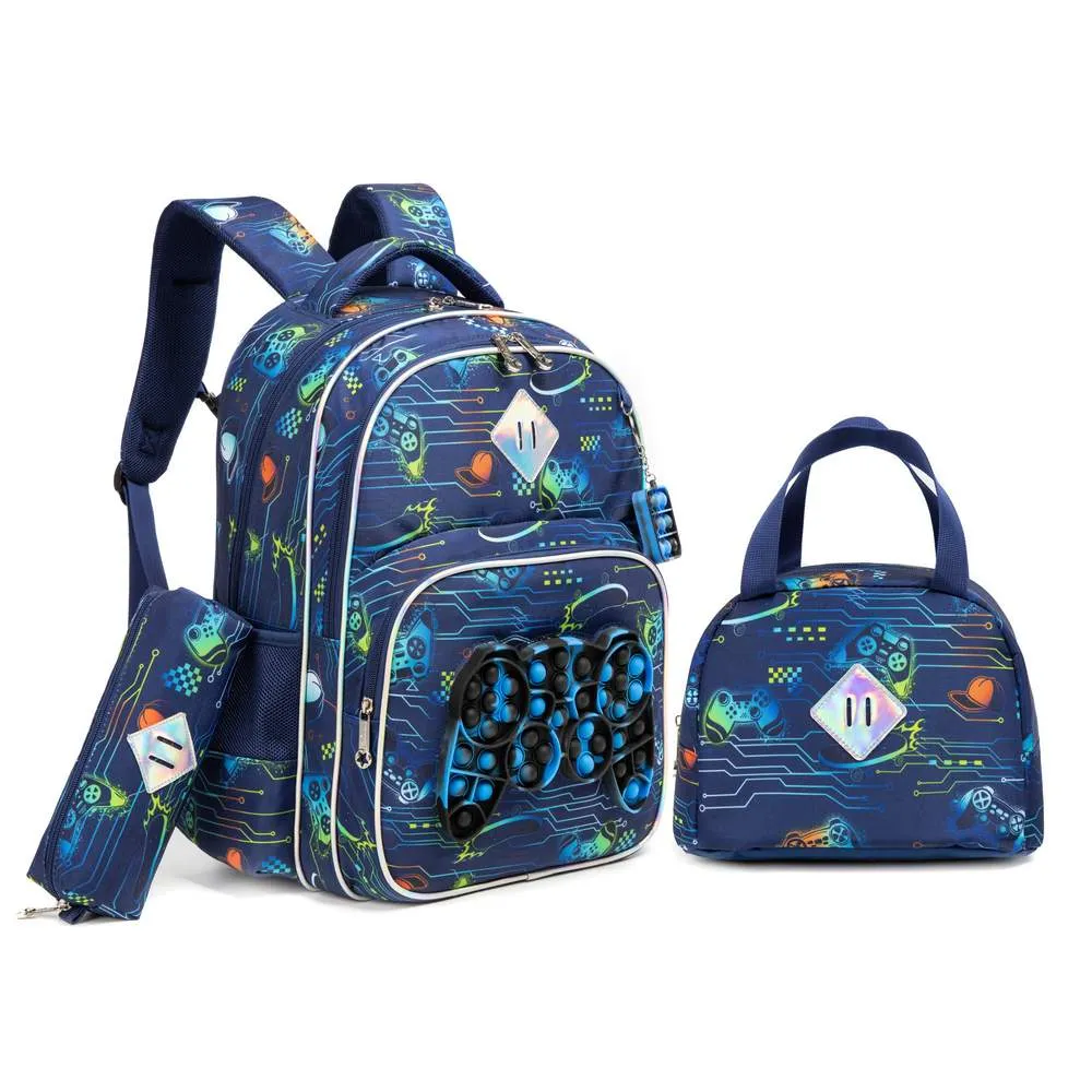 (NET) Meetbelify Elementary Backpack With Lunch Box & Pencil Bag  Set Of 3 Pcs