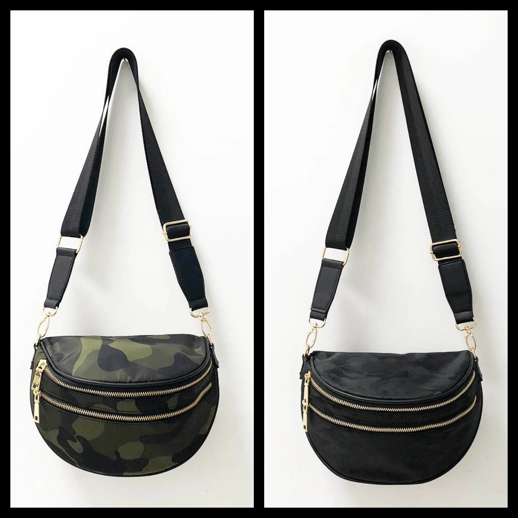 Nylon Fanny Pack/ Sling Bag - Black or Army Camo